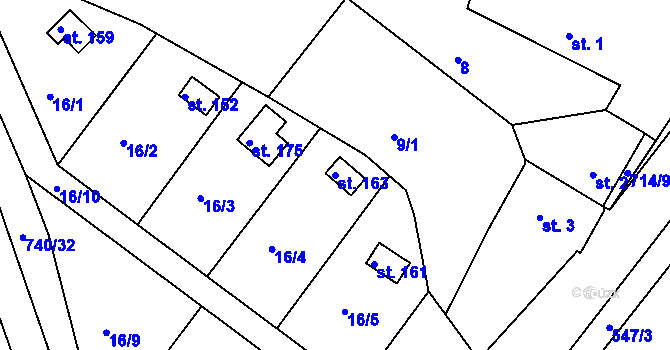 Parcela st. 163 v KÚ Točník u Klatov, Katastrální mapa