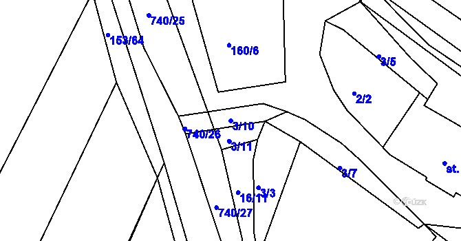 Parcela st. 3/10 v KÚ Točník u Klatov, Katastrální mapa