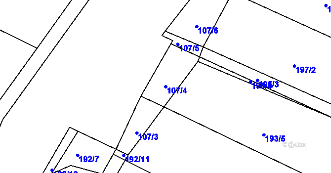Parcela st. 107/4 v KÚ Točník u Klatov, Katastrální mapa