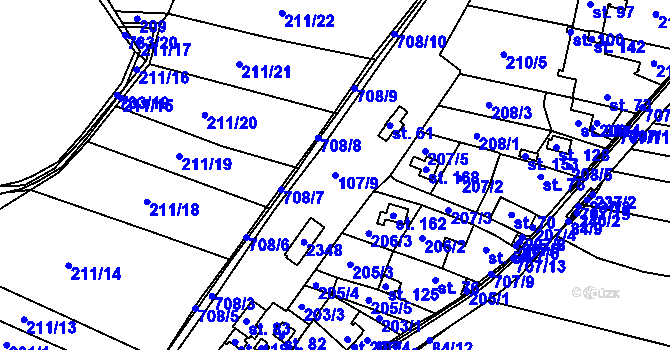 Parcela st. 107/9 v KÚ Točník u Klatov, Katastrální mapa