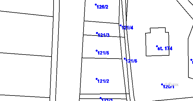Parcela st. 121/5 v KÚ Točník u Klatov, Katastrální mapa