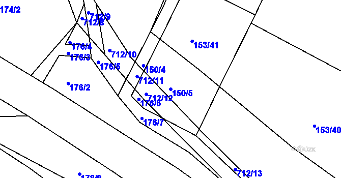 Parcela st. 150/5 v KÚ Točník u Klatov, Katastrální mapa