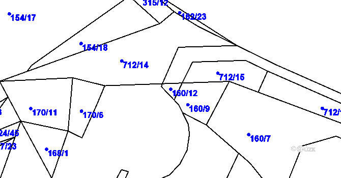Parcela st. 160/12 v KÚ Točník u Klatov, Katastrální mapa