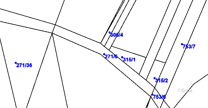 Parcela st. 271/6 v KÚ Točník u Klatov, Katastrální mapa