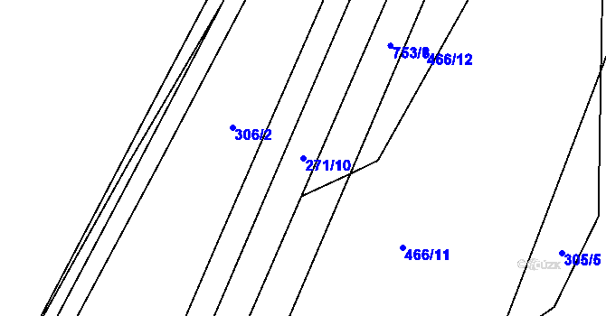 Parcela st. 271/10 v KÚ Točník u Klatov, Katastrální mapa