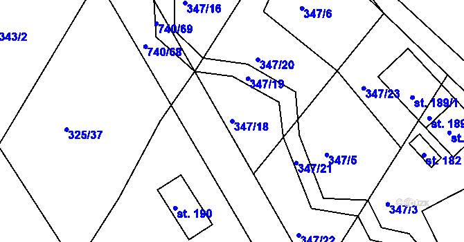 Parcela st. 347/18 v KÚ Točník u Klatov, Katastrální mapa