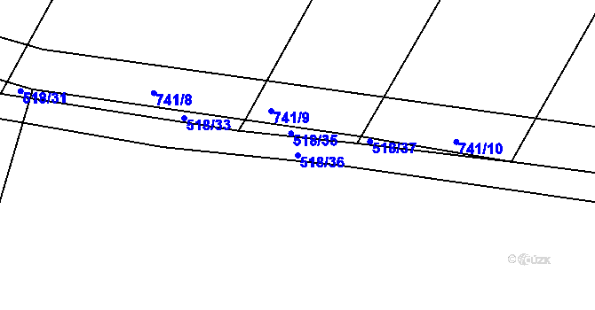 Parcela st. 518/36 v KÚ Točník u Klatov, Katastrální mapa