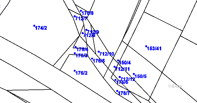 Parcela st. 712/10 v KÚ Točník u Klatov, Katastrální mapa