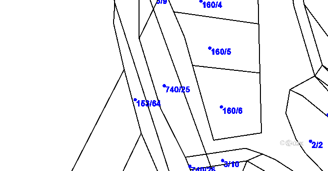 Parcela st. 740/25 v KÚ Točník u Klatov, Katastrální mapa