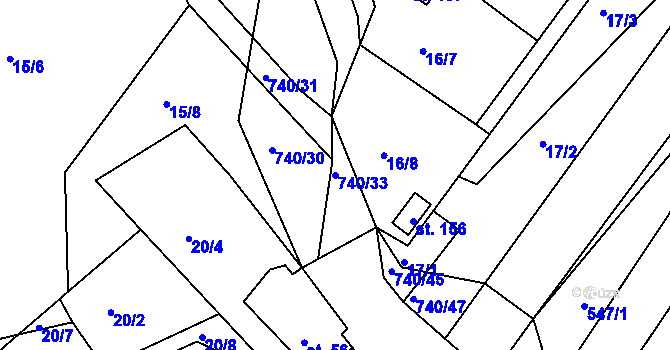 Parcela st. 740/33 v KÚ Točník u Klatov, Katastrální mapa