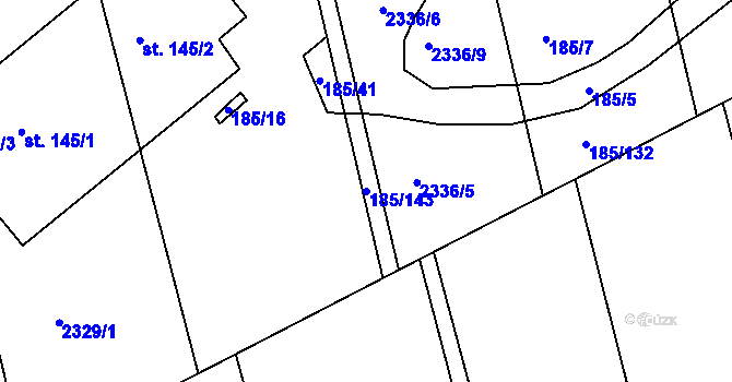 Parcela st. 185/143 v KÚ Točník u Klatov, Katastrální mapa