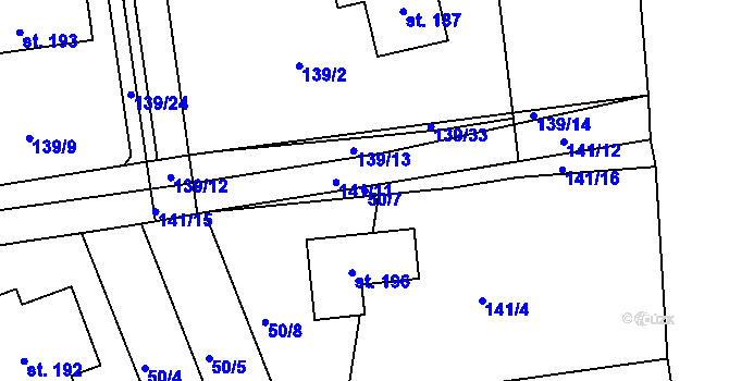 Parcela st. 50/7 v KÚ Točník u Klatov, Katastrální mapa