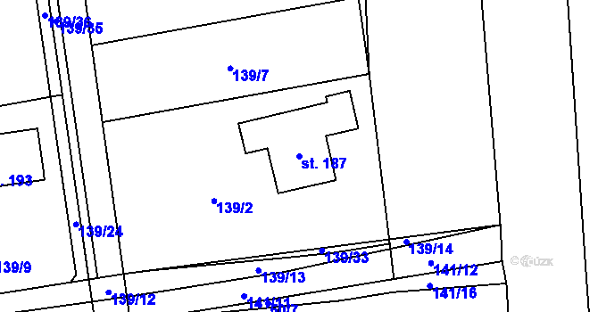 Parcela st. 187 v KÚ Točník u Klatov, Katastrální mapa