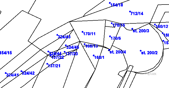 Parcela st. 168/13 v KÚ Točník u Klatov, Katastrální mapa