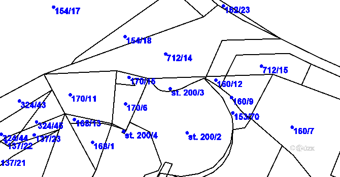 Parcela st. 200/3 v KÚ Točník u Klatov, Katastrální mapa