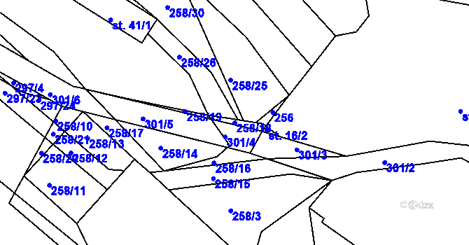 Parcela st. 258/18 v KÚ Vícenice u Klatov, Katastrální mapa