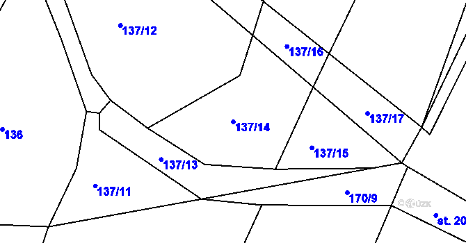 Parcela st. 137/14 v KÚ Vícenice u Klatov, Katastrální mapa