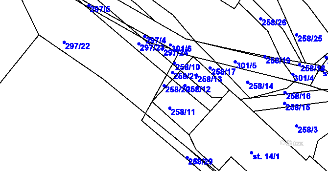 Parcela st. 258/20 v KÚ Vícenice u Klatov, Katastrální mapa