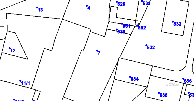 Parcela st. 7 v KÚ Tochovice, Katastrální mapa