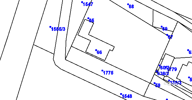 Parcela st. 66 v KÚ Tochovice, Katastrální mapa