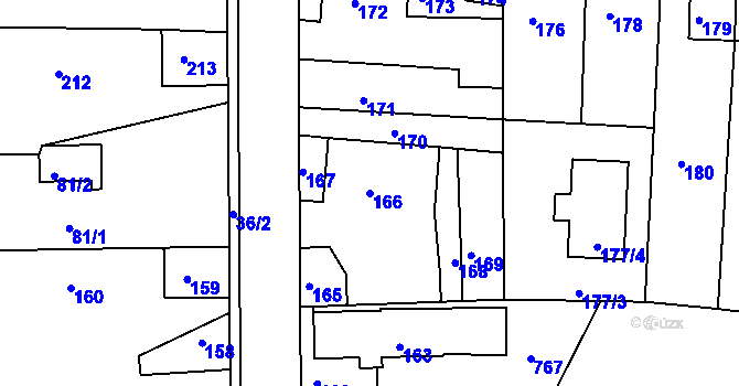 Parcela st. 166 v KÚ Tochovice, Katastrální mapa