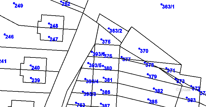 Parcela st. 376 v KÚ Tochovice, Katastrální mapa