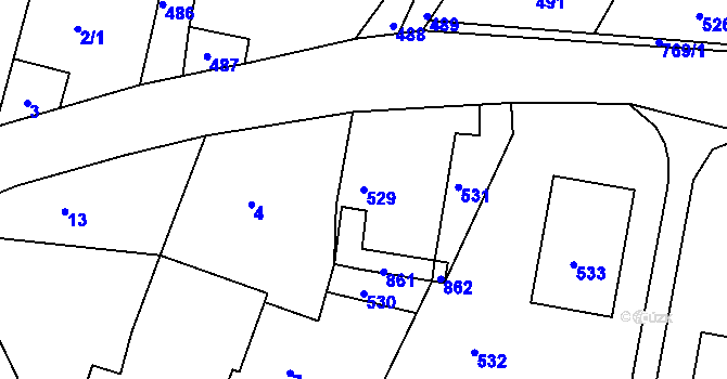 Parcela st. 529 v KÚ Tochovice, Katastrální mapa
