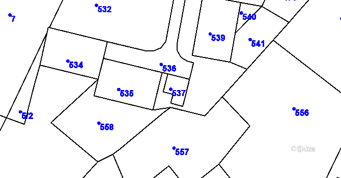 Parcela st. 537 v KÚ Tochovice, Katastrální mapa