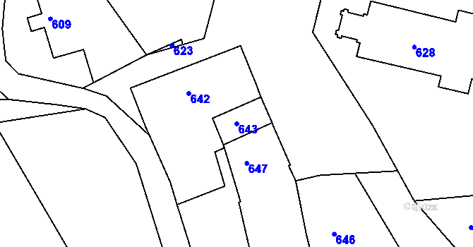 Parcela st. 643 v KÚ Tochovice, Katastrální mapa