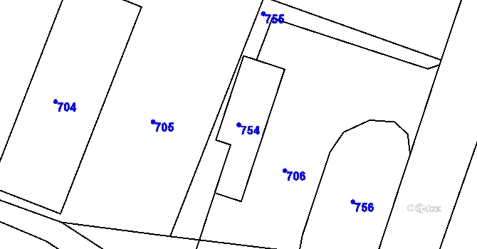 Parcela st. 754 v KÚ Tochovice, Katastrální mapa