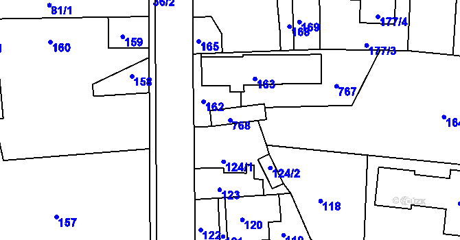 Parcela st. 768 v KÚ Tochovice, Katastrální mapa