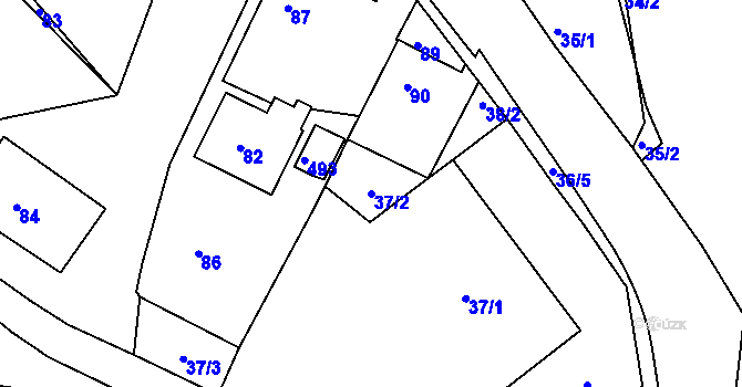 Parcela st. 37/2 v KÚ Tochovice, Katastrální mapa