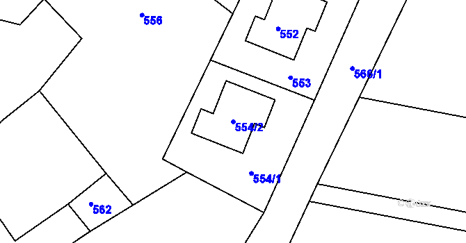 Parcela st. 554/2 v KÚ Tochovice, Katastrální mapa