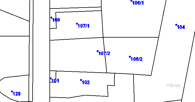 Parcela st. 107/2 v KÚ Tochovice, Katastrální mapa
