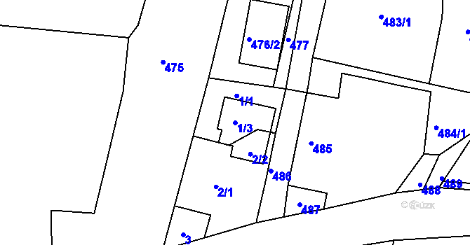 Parcela st. 1/3 v KÚ Tochovice, Katastrální mapa