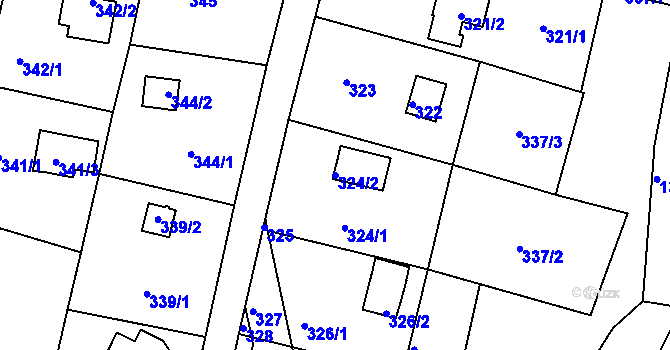 Parcela st. 324/2 v KÚ Tochovice, Katastrální mapa