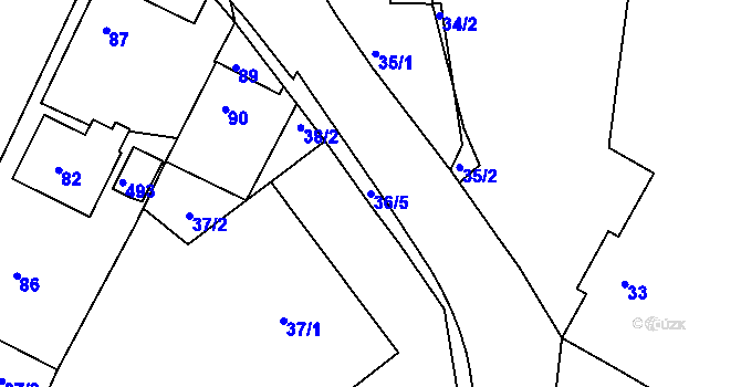 Parcela st. 36/5 v KÚ Tochovice, Katastrální mapa