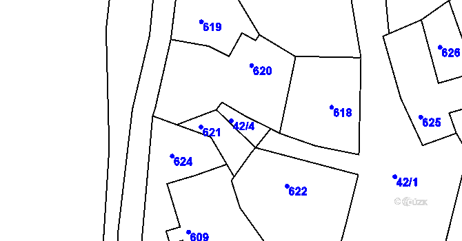 Parcela st. 42/4 v KÚ Tochovice, Katastrální mapa