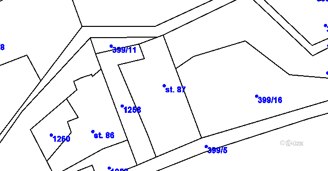 Parcela st. 87 v KÚ Tomice u Dolních Kralovic, Katastrální mapa