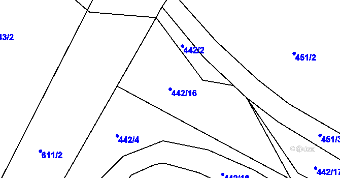 Parcela st. 442/16 v KÚ Tomice u Votic, Katastrální mapa