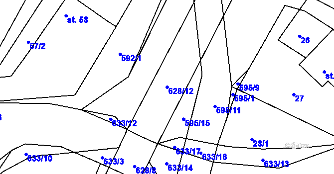Parcela st. 628/12 v KÚ Tomice u Votic, Katastrální mapa