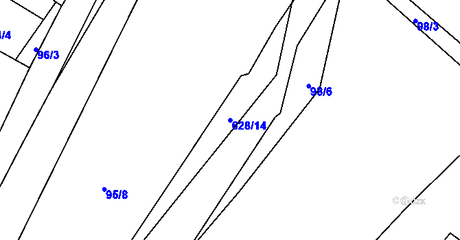 Parcela st. 628/14 v KÚ Tomice u Votic, Katastrální mapa
