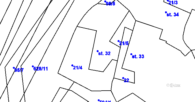Parcela st. 32 v KÚ Tomice u Votic, Katastrální mapa