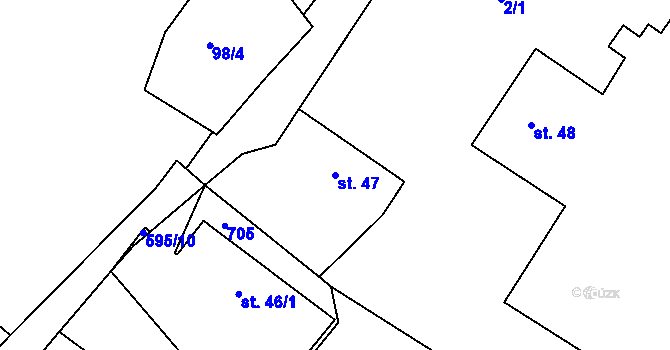 Parcela st. 47 v KÚ Tomice u Votic, Katastrální mapa