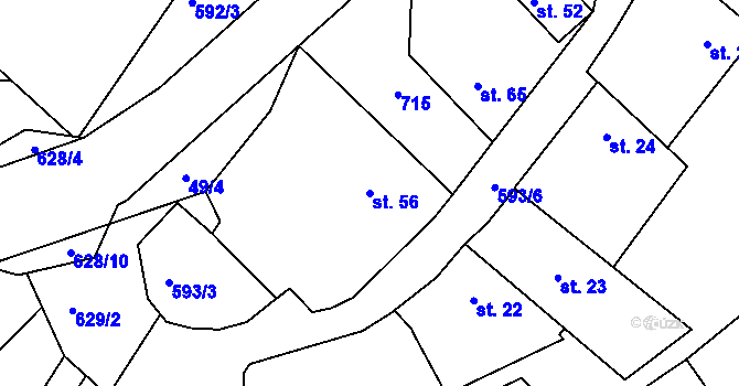 Parcela st. 56 v KÚ Tomice u Votic, Katastrální mapa