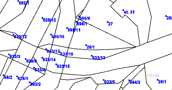 Parcela st. 28/1 v KÚ Tomice u Votic, Katastrální mapa