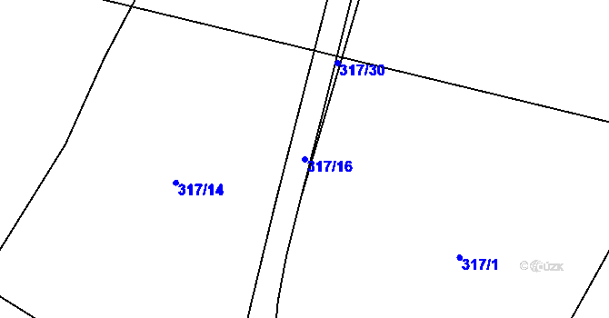 Parcela st. 317/16 v KÚ Tomice u Votic, Katastrální mapa