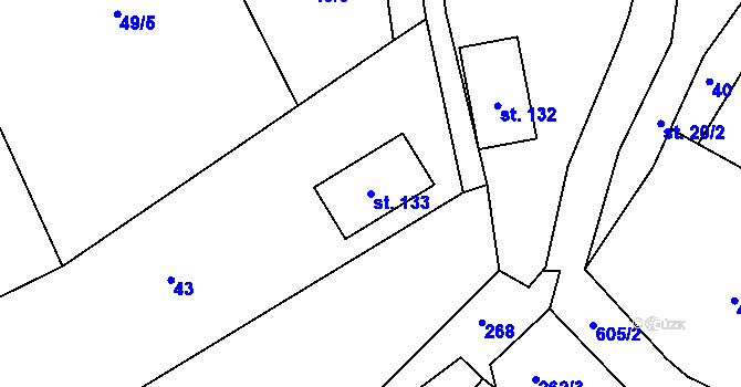 Parcela st. 133 v KÚ Tomice u Votic, Katastrální mapa