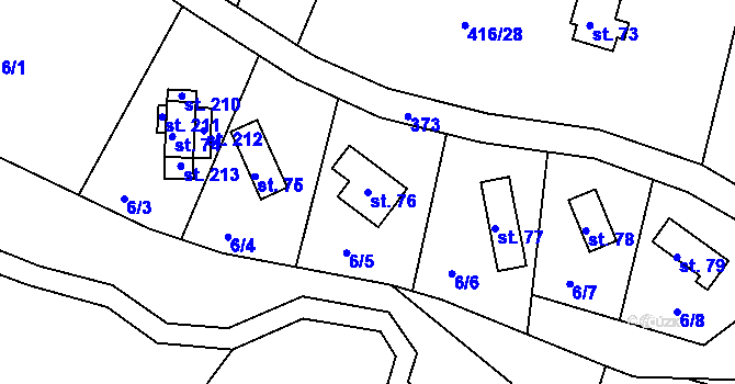 Parcela st. 76 v KÚ Topělec, Katastrální mapa