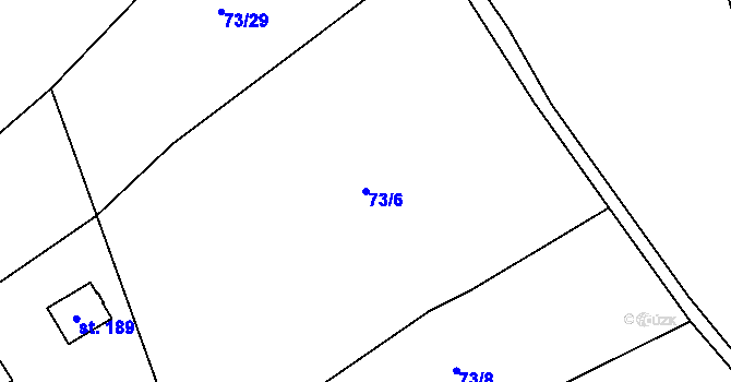 Parcela st. 73/6 v KÚ Topělec, Katastrální mapa